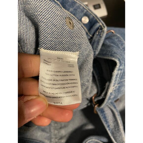 Dickies Denim Bib Overalls Mens Large Blue Carpenter Workwear Tool Pockets READ - Picture 4 of 9